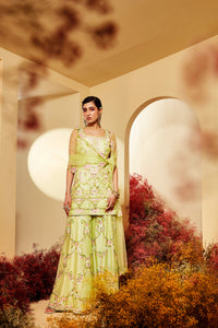 Radha Sharara Set – mint Chanderi kurta, sharara and dupatta
